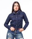 Jaqueta Feminina Razon jeans Capuz Removivel Xadrez Azul