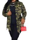 Jaqueta feminina verde militar camuflada jeans plus size