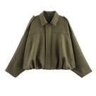 Jaqueta feminina Xunger de camurça sintética Bomber verde primavera tamanho S