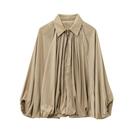 Jaqueta FindThy Puffed Bomber feminina com gola de lapela cáqui tamanho L