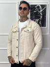 Jaqueta Homem Jeans Masculina Casual Lavagem Escura com Puído