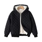 Jaqueta Infantil Com Capuz Forrada Em Teddy, Estilo Argyle, Com Zíper E Forro De Fleece Jaqueta Infantil Com Capuz Forrada Em Teddy, Estilo Argyle, Com Zíper E Forro De Fleece