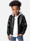 Jaqueta Infantil Menino em material sintético e Moletom Capuz Removível - Carinhoso Kids