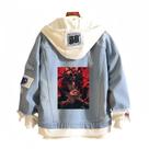 Jaqueta jeans casual com impressão digital Naruto Uchiha Itachi