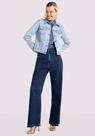 Jaqueta jeans clara com elastano com bolso interno para celular lunender 20859