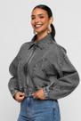 Jaqueta Jeans College Bomber Cinza