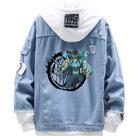 Jaqueta jeans com impressão digital Saint Seiya Shiryu para homens