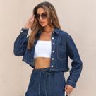 Jaqueta Jeans Cropped Feminina Revanche Melitene