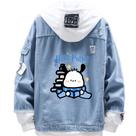Jaqueta jeans de estilo casual com padrão de cachorro Pochacco