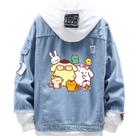 Jaqueta jeans de estilo casual com pompom Purin Dog Family Print