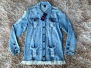 Jaqueta jeans desfiada feminina Jaqueta jeans desfiada feminina