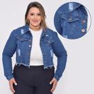 Jaqueta Jeans Destroyed Despojada Curve Size P/ Gordinhas Jaquetinha Cropped Curta