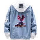 Jaqueta jeans estilo casual preta Spider-Man Fashion