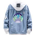 Jaqueta jeans, estilo de moda, impressão Totoro com amigos Jaqueta jeans, estilo de moda, impressão Totoro com amigos