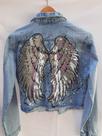 Jaqueta Jeans Feminina Asa de Anjo Prata Tamanho M