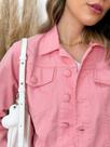 Jaqueta Jeans Feminina Botão Encapado Tendência Da Moda