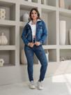 jaqueta Jeans Feminina Com Elastano pelúcia manga longa 0006
