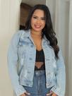 Jaqueta jeans feminina com puidos Jaqueta jeans feminina com puidos