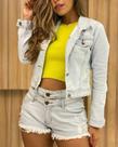 Jaqueta jeans feminina Degrant detonada com cós linda