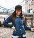Jaqueta Jeans Feminina Modelo Bomber com Elastano Casual Confortável - RI19 Jeans