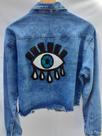 Jaqueta Jeans Feminina Olho Grego Azul Tamanho GG