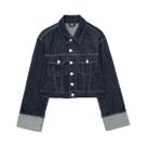 Jaqueta Jeans Feminina Vintage Azul Escuro - Manga Longa com Bolsos Jaqueta Jeans Feminina Vintage Azul Escuro - Manga Longa com Bolsos