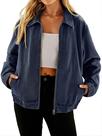 Jaqueta jeans Glamaker Zip Up Classic azul escuro para mulheres