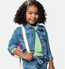 Jaqueta Jeans Infantil Menina Oversized Jeans Claro com Elastano - Carinhoso Kids