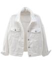 Jaqueta jeans Locachy feminina casual branca de manga comprida