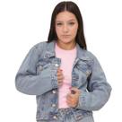 jaqueta jeans marmorizada feminina, juvenil modinha do 10 ao 16