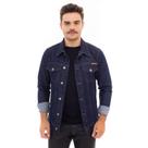 Jaqueta Jeans Masculina Tradicional Rasgada Azul Clássico