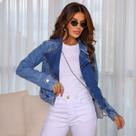Jaqueta Jeans Perfect com Bolsos e Zíper Frontal Feminina Revanche