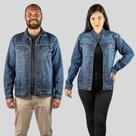 Jaqueta Jeans Unissex Puídos Escura DOCT