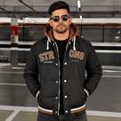 Jaqueta Masculina Bobojaco Strong Baseball College Casual Estilosa Com Botao E Ziper Blusa Frio