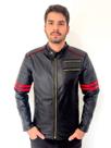 Jaqueta Masculina Couro De Bufalo Legitimo - Black/Red