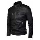 Jaqueta Masculina De Couro Slim Fit Casual