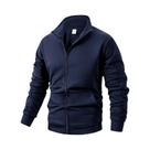 Jaqueta Masculina De Manga Longa Com Zíper, Cor Sólida, Quente Para Outono, Moletom Casual Estilo