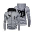 Jaqueta Masculina De Moletom Com Capuz E Zíper, Estampa Divertida De Lobo, Para Outono/Inverno