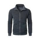 Jaqueta Masculina De Outono Com Zíper, Manga Longa, Quente, Cor Sólida, Casual, Para Atividades Ao