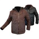 Jaqueta Masculina Dupla Face Sarja Plus Size Capuz Removível