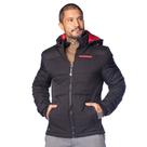 Jaqueta Masculina Gangster Puffer Capuz Removível Preto/Vermelho
