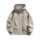 Jaqueta Masculina Impermeável Com Capuz, Corta-Vento, Zíper, Cargo, Preta, Bomber, Para Camping E