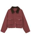 Jaqueta Megfie Cropped Contrast Collar Utility Red Cotton XS