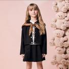 Jaqueta Momi Infantil Menina Preta em Sued Inverno H6892 -