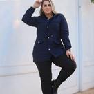 Jaqueta Parka Feminina Com Bolsos Modelo Grande Plus Size
