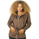 Jaqueta Parka Feminina Com Capuz e Bolsos Suede Moda Inverno