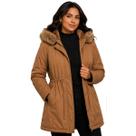 Jaqueta Parka Feminina Dupla Face Peluciada Com Capuz Inverno Premium Cor:MarromTamanho:M