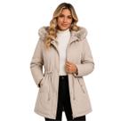 Jaqueta Parka Feminina Dupla Face Peluciada Com Capuz Inverno Premium Cor:NudeTamanho:M