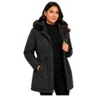 Jaqueta Parka Feminina Dupla Face Peluciada Com Capuz Inverno Premium Cor:PretoTamanho:M