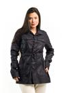 Jaqueta Parka Jeans Resinada Feminina Tipo Couro Casaco Sobretudo Inverno